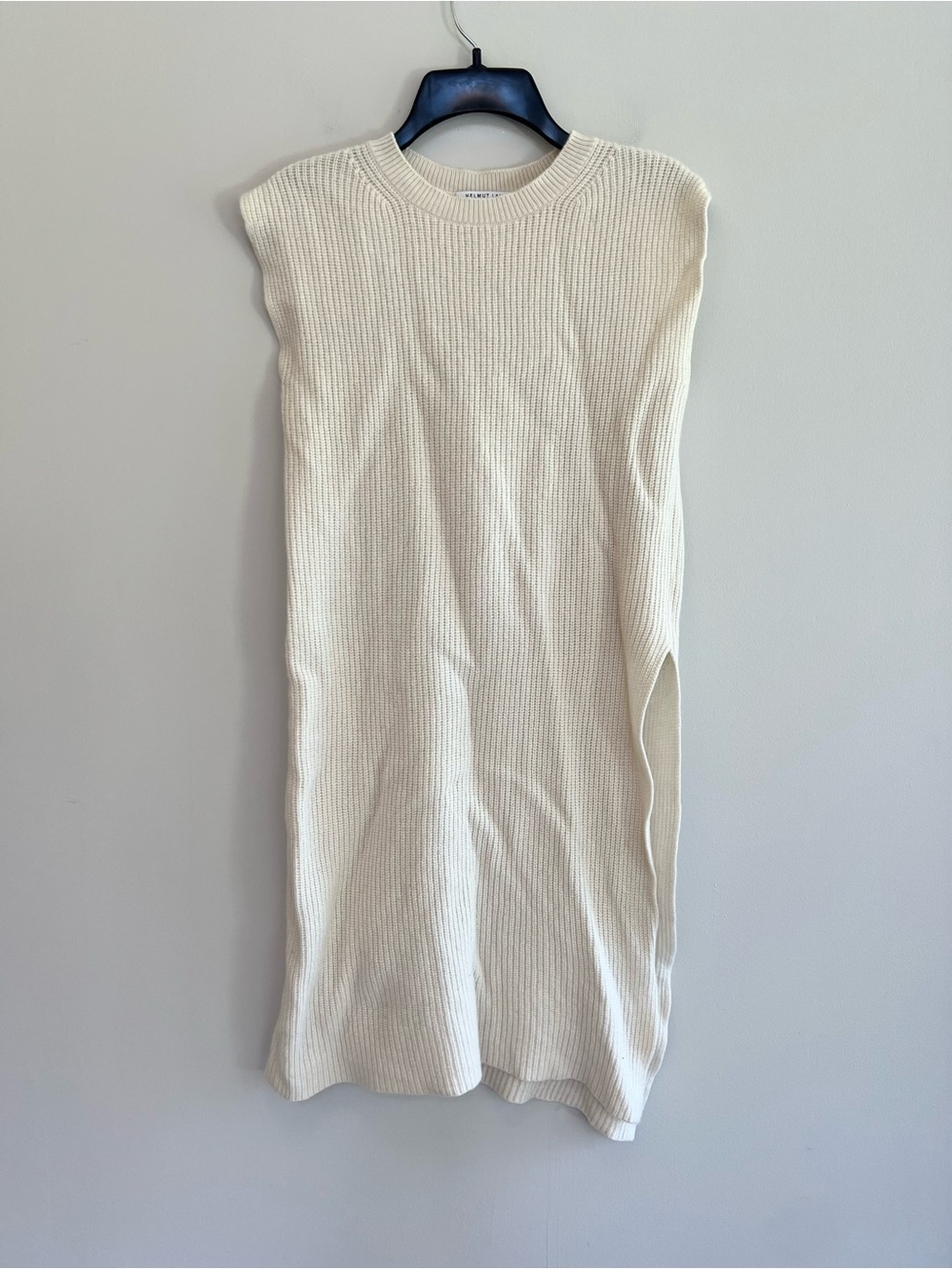 Helmut Lang Wool Cashmere Sleeveless Knit Tunic Sweater Dress Ivory Cream, Small - Picture 2 of 10